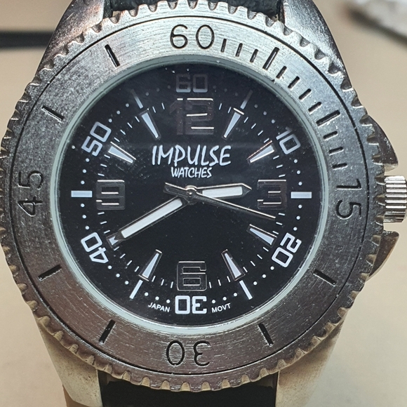 Impulse Watches Other - 10/$20 Impulse Watches Silver/Black Leather Diver Style Men's Watch